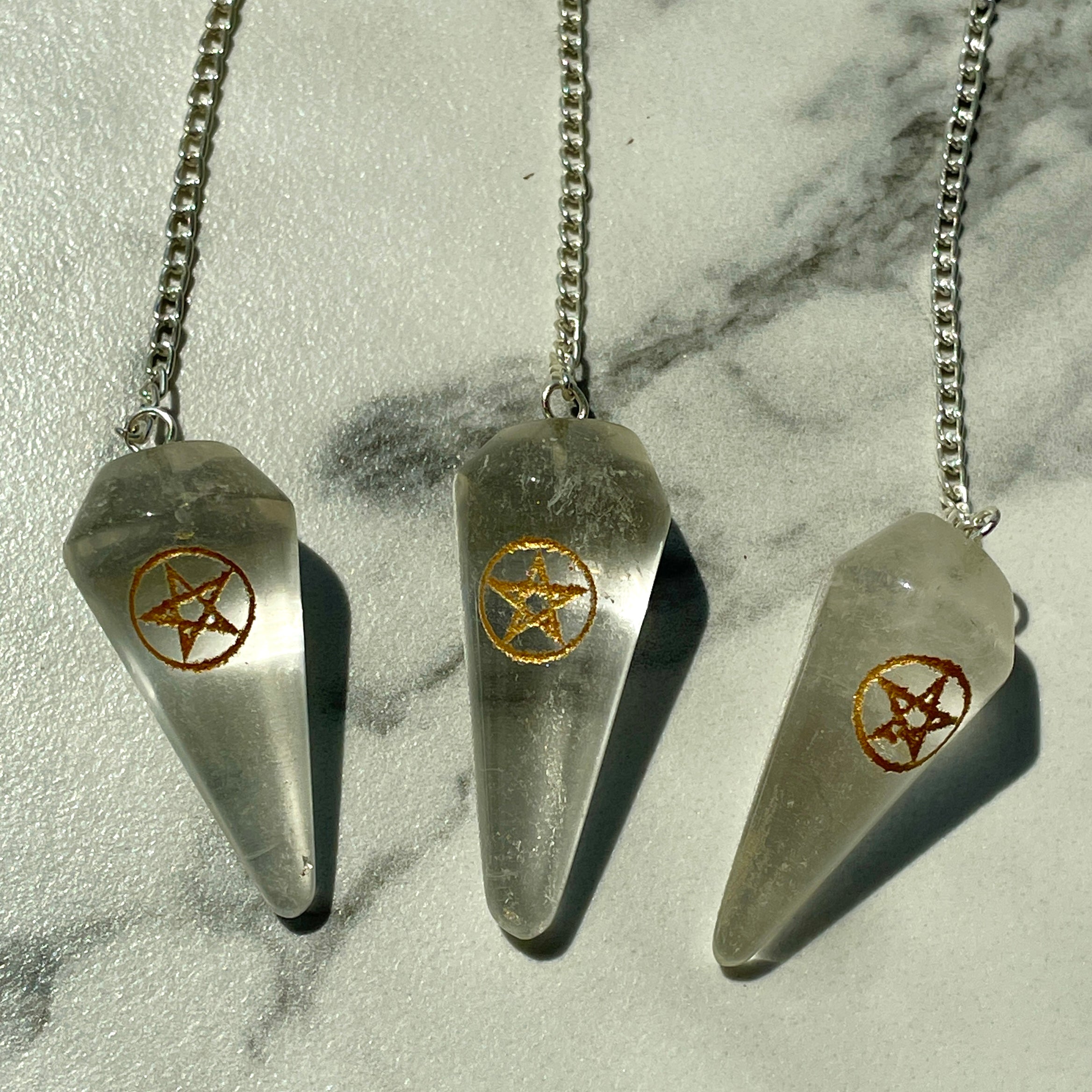 Clear Quartz Pendulum - Pentagram Clear Quartz Pendulum - Pentagram
